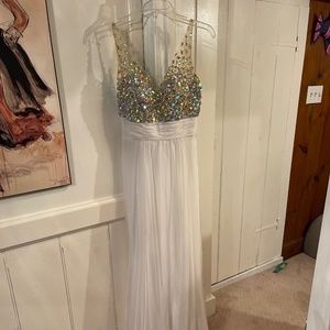 White rhinestone long dress